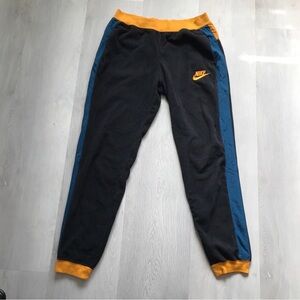 NIKE FLEECE JOGGER PANT BLACK BLUE GOLD WOMENS MEDIUM